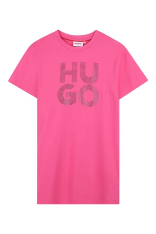 Abito t-shirt in cotone bio - Rosa e grigio chiaro - Hugo