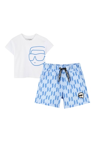 T-shirt e shorts - Bianco e azzurro - Karl Lagerfeld
