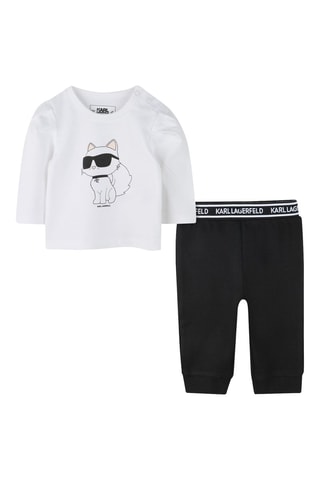 T-shirt e pantaloni sportivi in cotone bio - Bianco e nero - Karl Lagerfeld