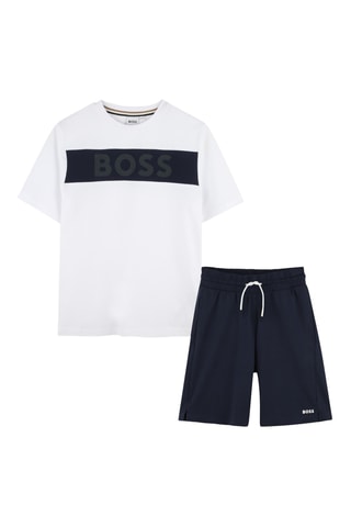 T-shirt e bermuda - Bianco e navy - Boss