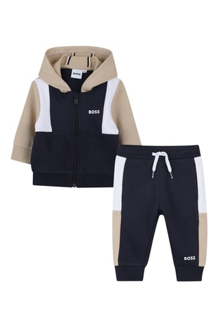 Felpa con cappuccio e pantaloni sportivi - Navy e beige - Boss