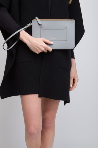 Pochette en cuir d'agneau New Peyton - Gris