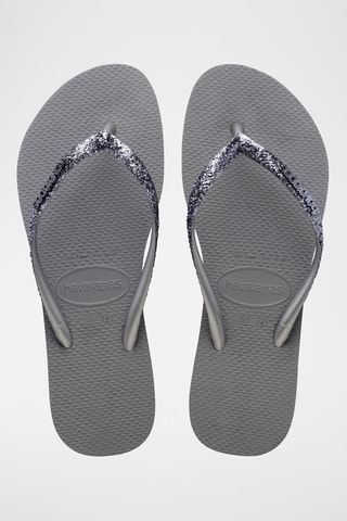 Chanclas Slim Glitter - Gris y plateado