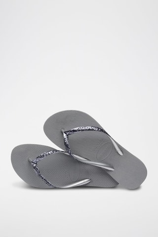Chanclas Slim Glitter - Gris y plateado