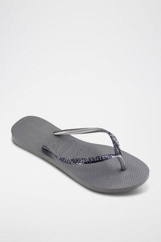 Chanclas Slim Glitter - Gris y plateado