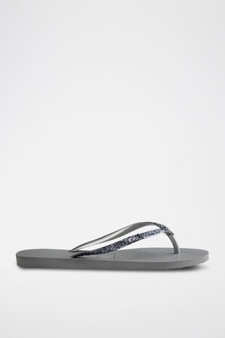 Chanclas Slim Glitter - Gris y plateado