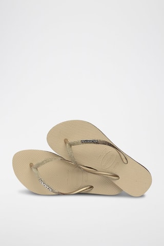 Chanclas Slim Sparkle - Beige y dorado