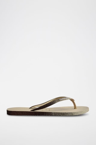 Chanclas Slim Sparkle - Beige y dorado