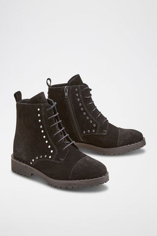 Botines de piel de serraje Vanessa - Negro