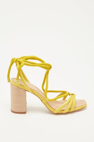 Sandalias de piel bovina de terciopelo de tacón Barbara - Amarillo