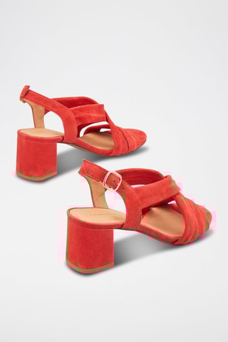 Sandalias de piel caprina nobuk de tacón Vizzo - Rojo