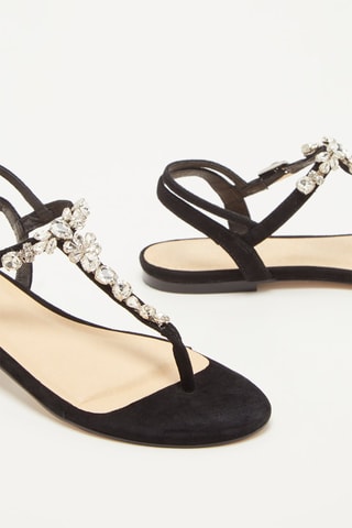 Sandalias de piel caprina de terciopelo Haria - Negro