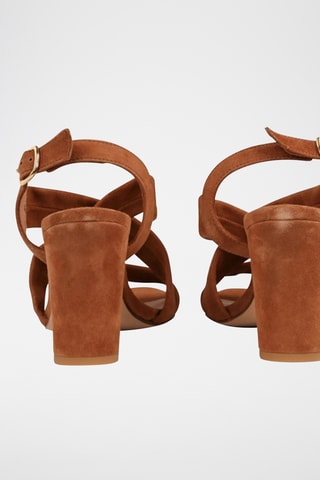 Sandalias de nobuk de tacón Vuko - Marrón