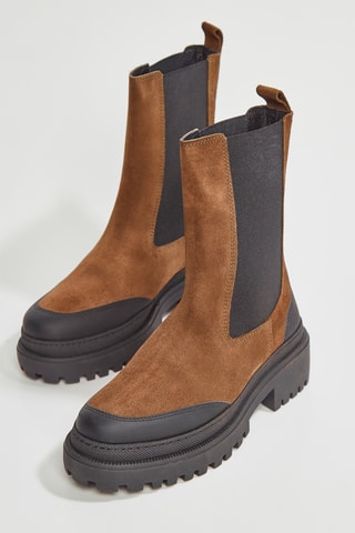 Botines Chelsea de piel Fioro - Caqui