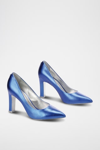 Zapatos de piel de tacón Romanne - Azul cobalto