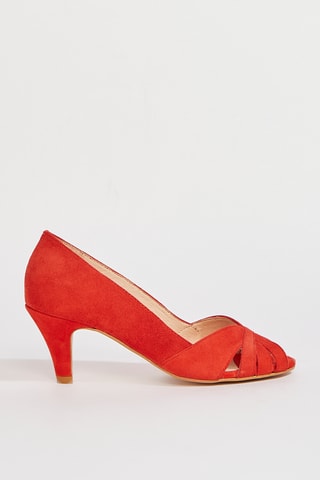 Sapatos de salto em nobuck - Vermelho