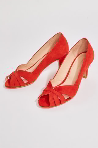 Sapatos de salto em nobuck - Vermelho