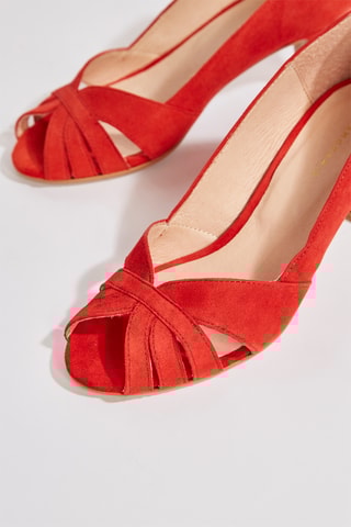 Sapatos de salto em nobuck - Vermelho