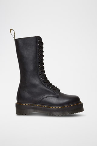 Botines altos de piel Lisa - Negro