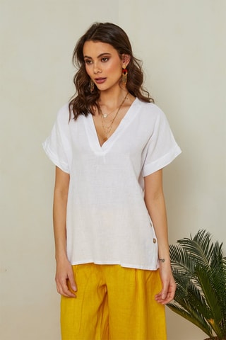 Top - Wit - 100% linnen - Wit