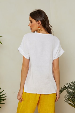 Top - Wit - 100% linnen - Wit