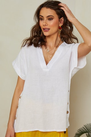 Top - Wit - 100% linnen - Wit