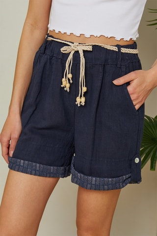 Linnen Short Marineblauw - Marineblauw