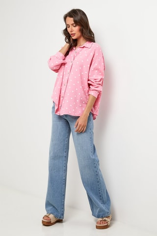 Blouse - Roze - Roze en wit