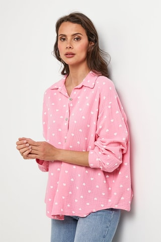 Blouse - Roze - Roze en wit