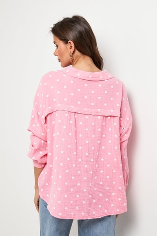 Blouse - Roze - Roze en wit