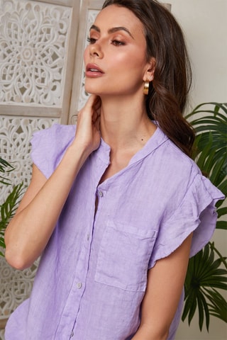 Mouwloze Linnen Blouse - Paars - Paars