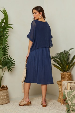 Linnen Jurk Marineblauw - Marineblauw
