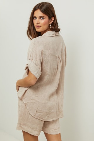 100% Linnen Blouse - Beige - Beige