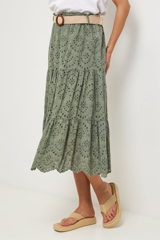 Lange Linnen Rok - Kaki - 100% linnen - Kaki