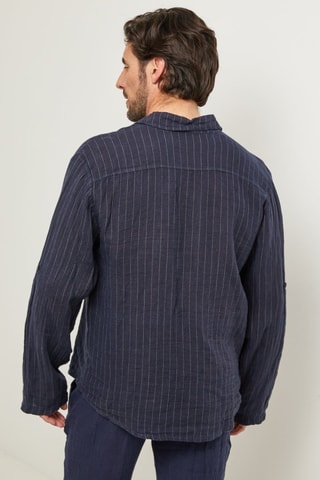 100% Linnen Overhemd - Marineblauw - Marineblauw