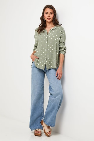 Blouse - Kaki - Kaki en wit