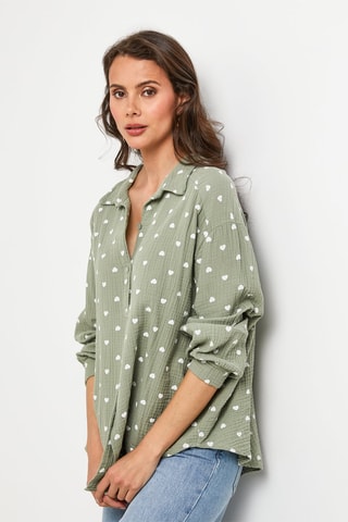 Blouse - Kaki - Kaki en wit