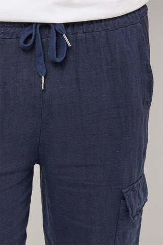 Linnen Short - Marineblauw - 100% linnen - Marineblauw