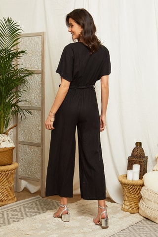 Jumpsuit - Zwart - 100% linnen - Zwart