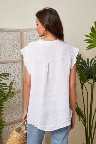 Mouwloze Linnen Blouse - Wit - Wit