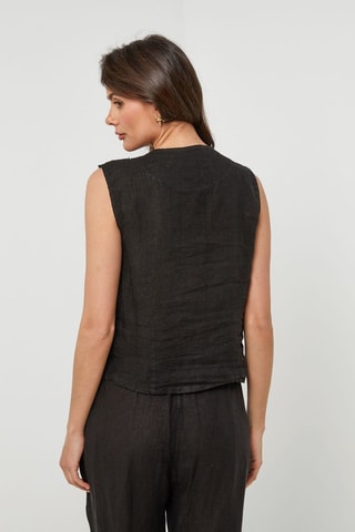 Mouwloos Linnen Vest - Zwart - 100% linnen - Zwart