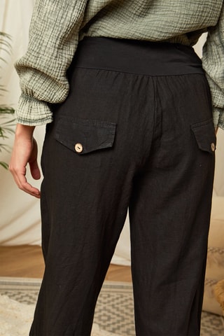 Casual Broek - Zwart - 100% linnen - Zwart