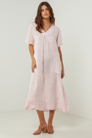 100% Linnen Jurk - Roze - Roze