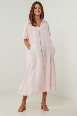 100% Linnen Jurk - Roze - Roze
