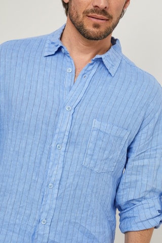 100% Linnen Overhemd - Indigoblauw - Indigo