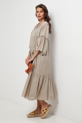 Lange Jurk - Taupe - Taupe