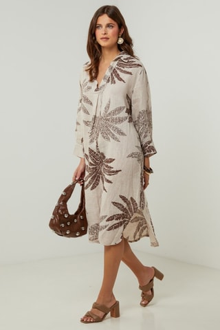 100% Linnen Jurk - Beige - Beige