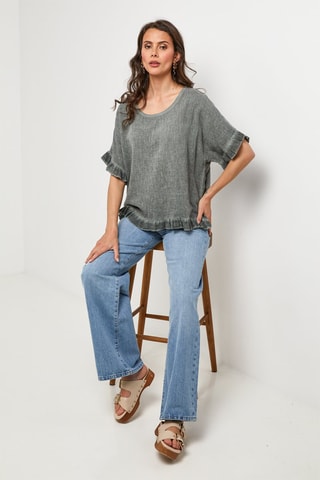 Linnen Top - Kaki - Kaki