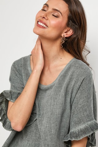 Linnen Top - Kaki - Kaki