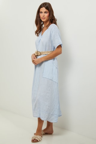 100% Linnen Jurk - Hemelsblauw - Hemelsblauw